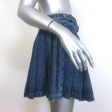 Self-Portrait Belted Pleated Denim Mini Skirt Dark Blue Size US 6