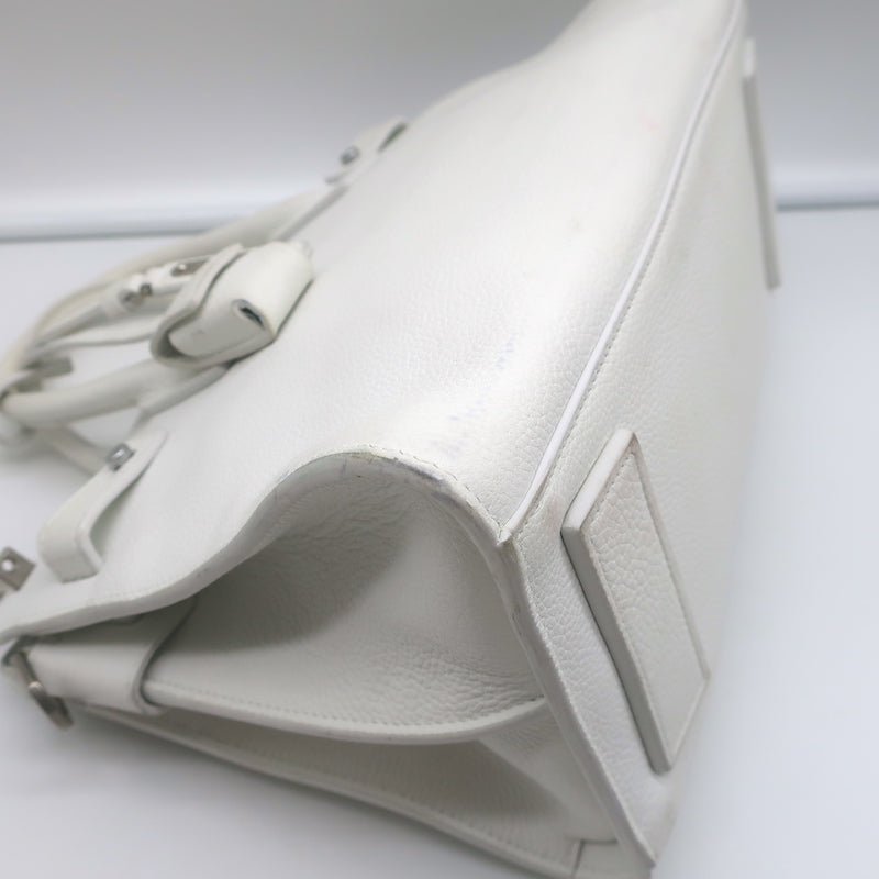 Saint Laurent Baby Sac de Jour Souple Tote White Leather Crossbody Bag
