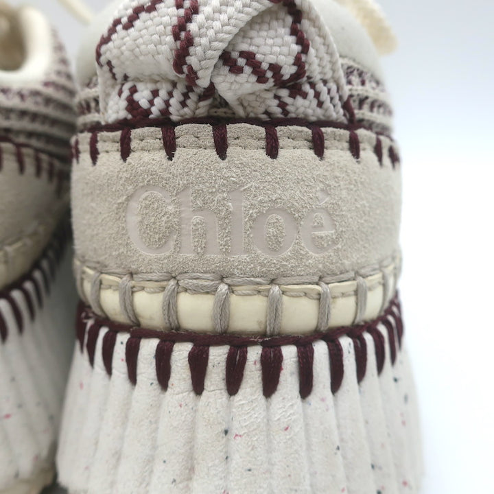 Chloe Nama Mesh Speckled-Platform Sneakers Obscure Purple/Cream Size 36