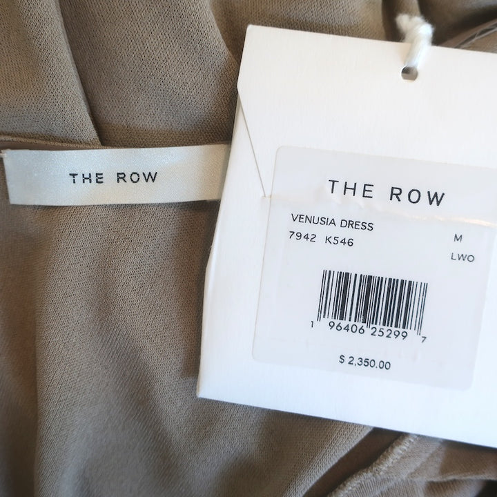 The Row Venusia Long Sleeve Ruched Maxi Dress Taupe Crepe Jersey Size Medium NEW