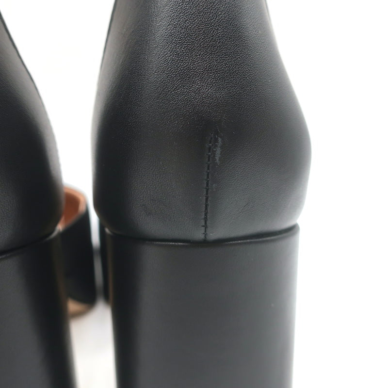 Gianvito Rossi Vian Ankle Strap Platform Pumps Black Leather Size 39