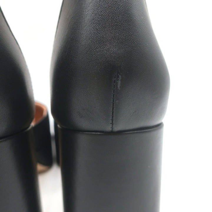 Gianvito Rossi Vian Ankle Strap Platform Pumps Black Leather Size 39
