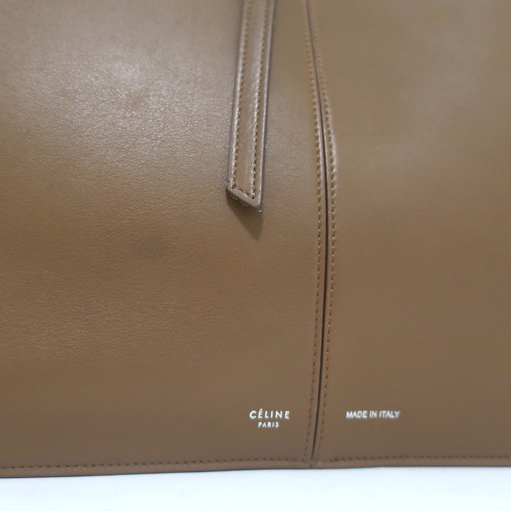 Celine Tri-Fold Medium Shoulder Bag Bi-Color Brown Leather &amp; Blue Suede