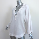 9seed Marrakesh Top White Cotton Gauze Size Petite/Small 3/4 Sleeve Blouse