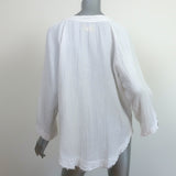 9seed Marrakesh Top White Cotton Gauze Size Petite/Small 3/4 Sleeve Blouse