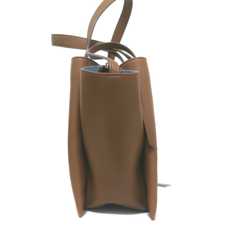 Celine Tri-Fold Medium Shoulder Bag Bi-Color Brown Leather &amp; Blue Suede