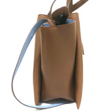 Celine Tri-Fold Medium Shoulder Bag Bi-Color Brown Leather & Blue Suede