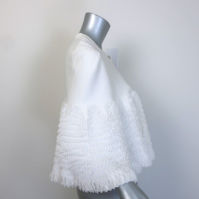 Alaia Ruffled Ribbed Knit Cape White Size 40