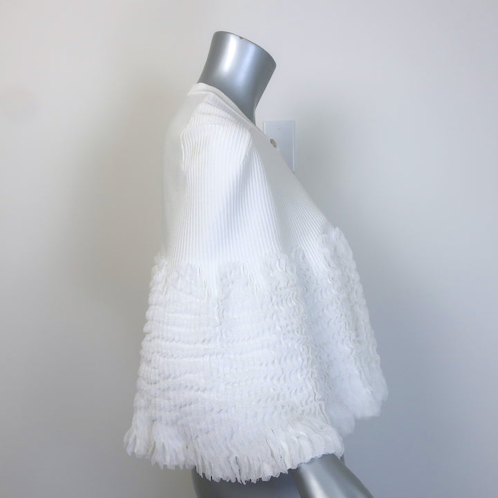 Alaia Ruffled Ribbed Knit Cape White Size 40