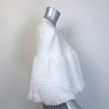 Alaia Ruffled Ribbed Knit Cape White Size 40