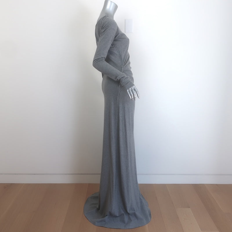 Victoria Beckham Ruched Cotton Jersey Maxi Dress Marled Gray Size US 4 NEW
