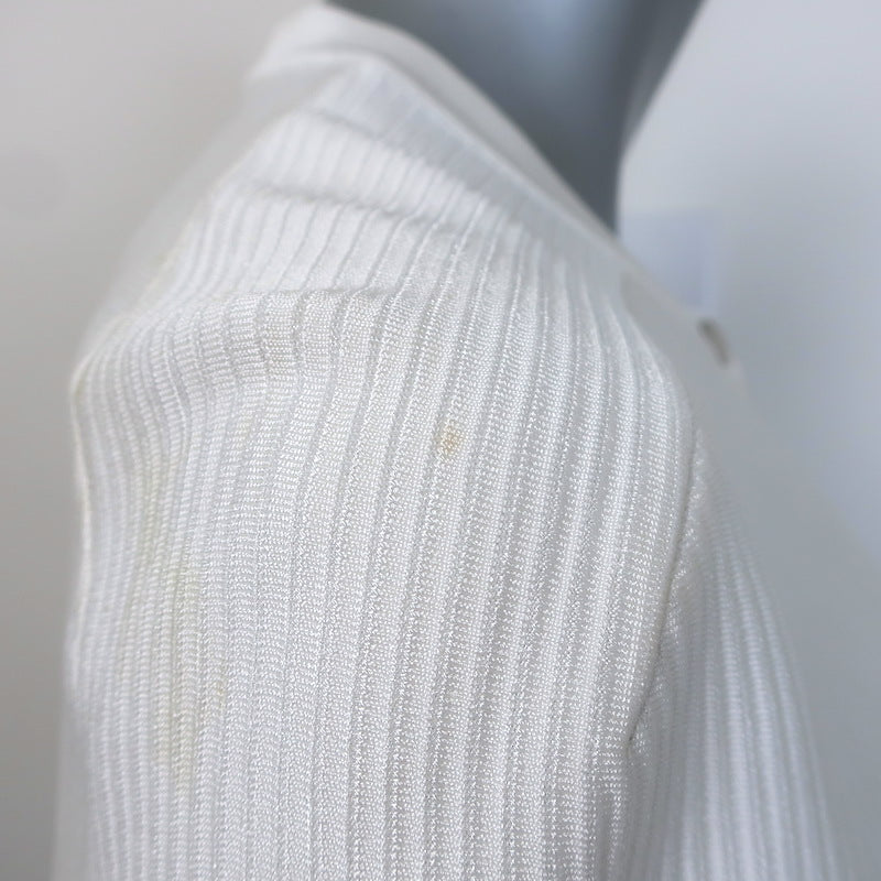 Alaia Ruffled Ribbed Knit Cape White Size 40
