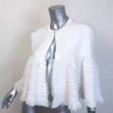 Alaia Ruffled Ribbed Knit Cape White Size 40