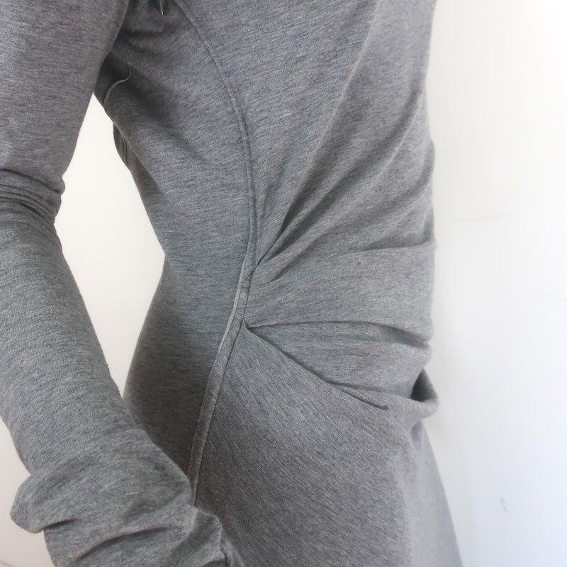 Victoria Beckham Ruched Cotton Jersey Maxi Dress Marled Gray Size US 4 NEW
