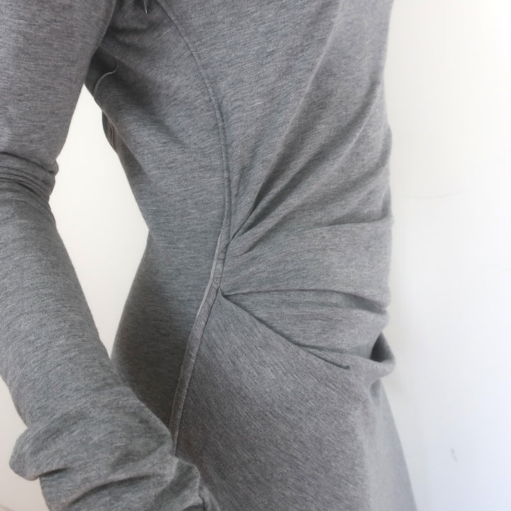 Victoria Beckham Ruched Cotton Jersey Maxi Dress Marled Gray Size US 4 NEW