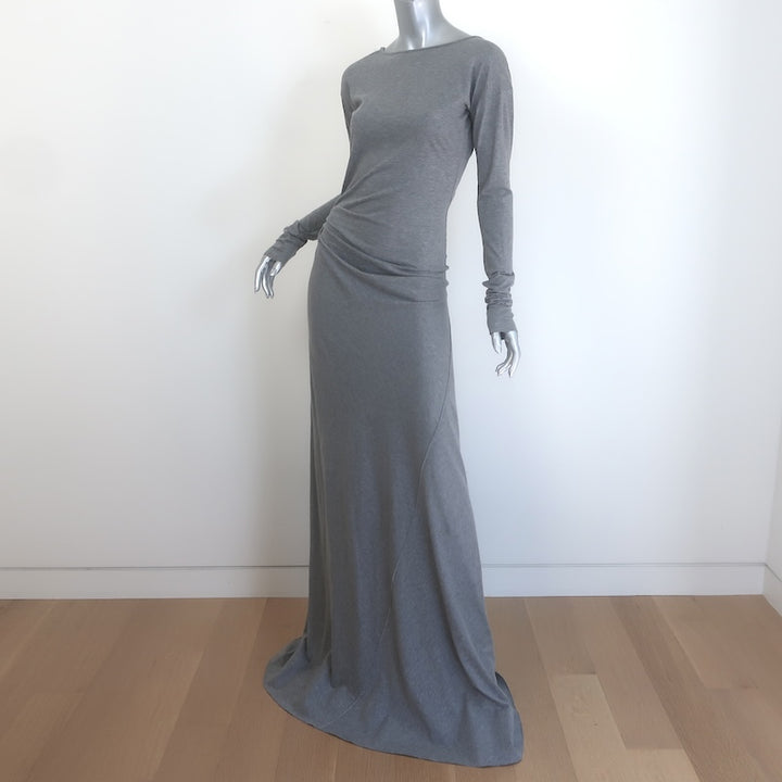 Victoria Beckham Ruched Cotton Jersey Maxi Dress Marled Gray Size US 4 NEW