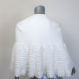 Alaia Ruffled Ribbed Knit Cape White Size 40