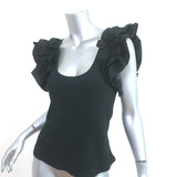 Ulla Johnson Ruffled Top Koa Black Rib Knit Size Medium