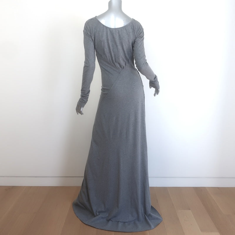 Victoria Beckham Ruched Cotton Jersey Maxi Dress Marled Gray Size US 4 NEW