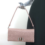 Miu Miu Crystal-Strap Flap Bag Cameo Pink Matelasse Leather Small Clutch