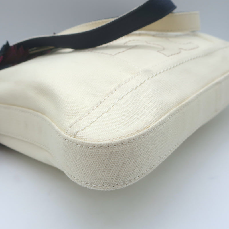 Tory Burch Fringed Canvas Crossbody Cream Small Shoulder Bag NEW