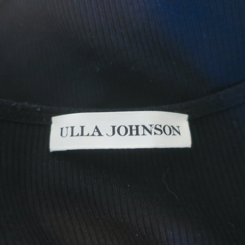 Ulla Johnson Ruffled Top Koa Black Rib Knit Size Medium