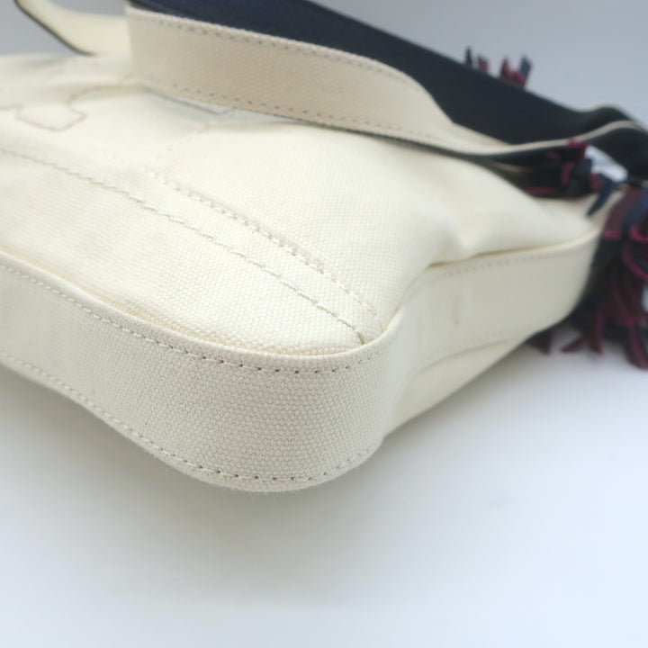 Tory Burch Fringed Canvas Crossbody Cream Small Shoulder Bag NEW