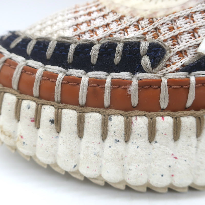 Chloe Nama Mesh Speckled-Platform Sneakers Ginger/Cream Size 36