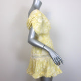 WAIMARI Paloma Smocked Embroidered Mini Dress Light Yellow Cotton Size Small