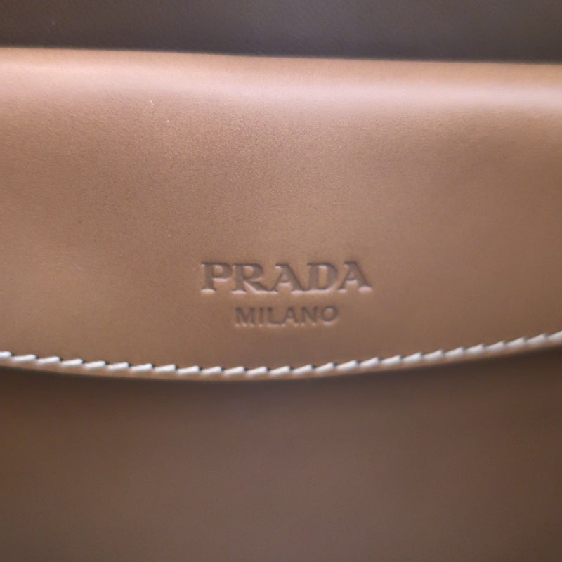 Prada City Stitch Pyramid Satchel Brown &amp; Black Leather Medium Crossbody Bag