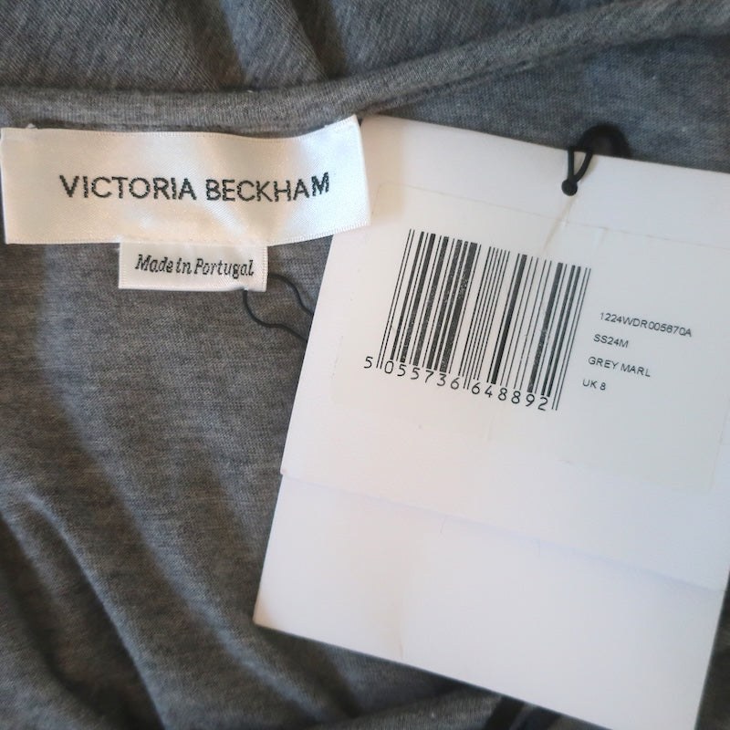 Victoria Beckham Ruched Cotton Jersey Maxi Dress Marled Gray Size US 4 NEW