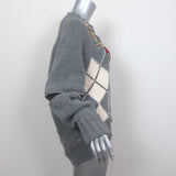 Alexander McQueen Bejeweled Argyle Sweater Gray Wool Size Large