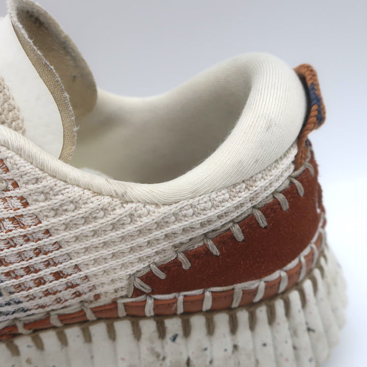 Chloe Nama Mesh Speckled-Platform Sneakers Ginger/Cream Size 36