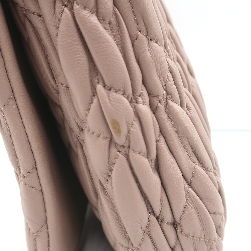 Miu Miu Crystal-Strap Flap Bag Cameo Pink Matelasse Leather Small Clutch
