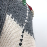 Alexander McQueen Bejeweled Argyle Sweater Gray Wool Size Large