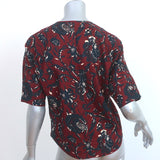 Isabel Marant Etoile V-Neck Top Jarvis Burgundy Floral Print Cotton Size 38
