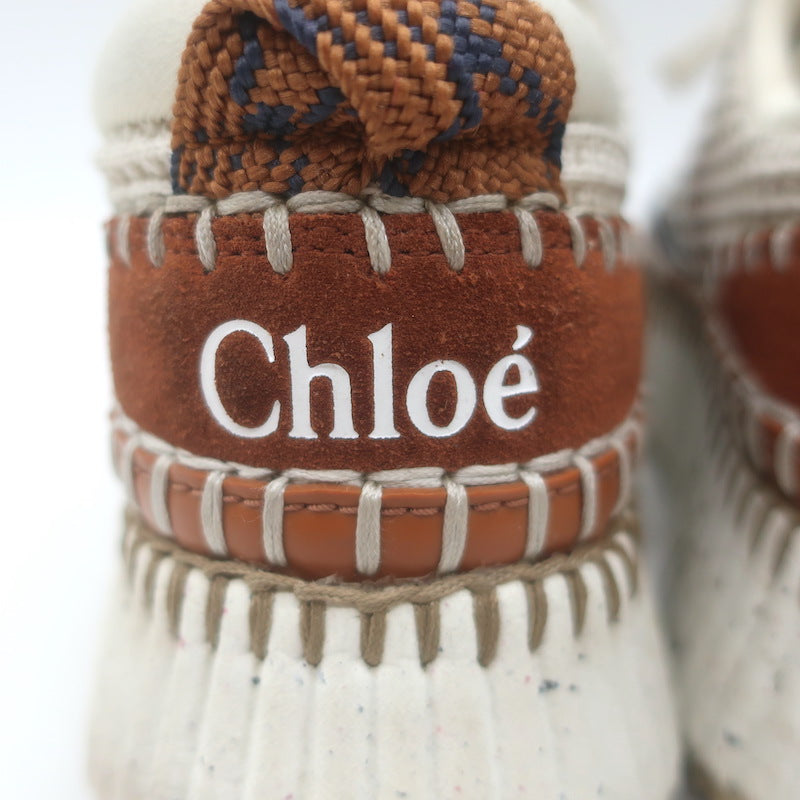 Chloe Nama Mesh Speckled-Platform Sneakers Ginger/Cream Size 36