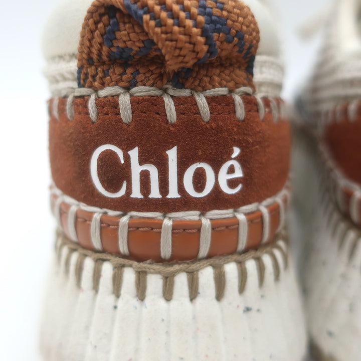 Chloe Nama Mesh Speckled-Platform Sneakers Ginger/Cream Size 36