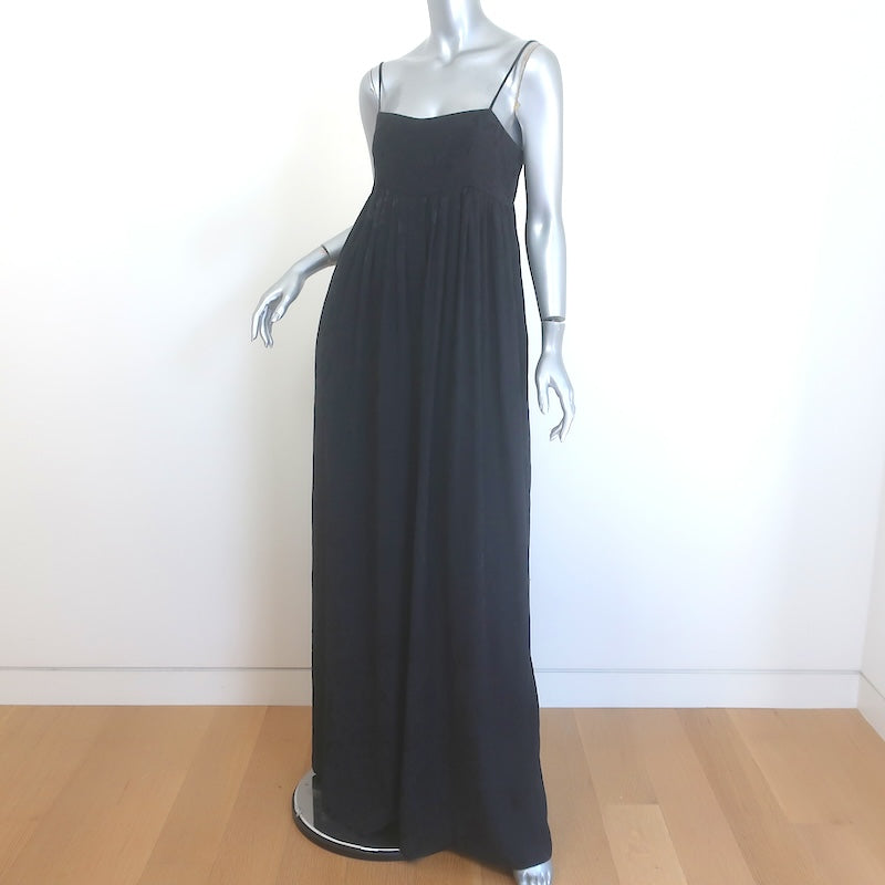 STAUD Villandry Floral Jacquard Jumpsuit Black Satin Size 8