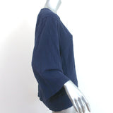 Xirena V-Neck Top Navy Cotton Size Extra Small 3/4 Sleeve Blouse