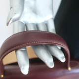 Vintage Cartier Top Handle Flap Bag Burgundy Leather