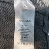 Alexander McQueen Bejeweled Argyle Sweater Gray Wool Size Large