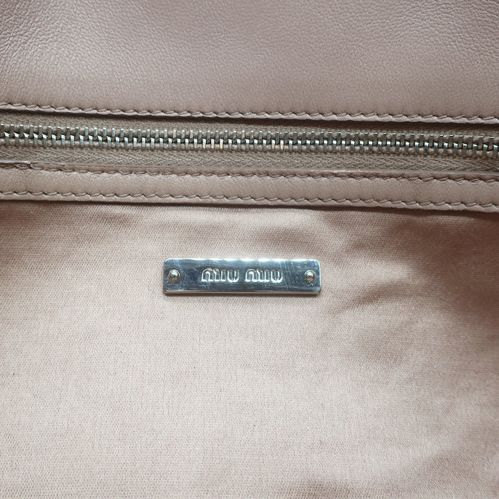 Miu Miu Crystal-Strap Flap Bag Cameo Pink Matelasse Leather Small Clutch