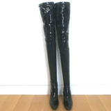 Saint Laurent Betty Thigh High Boots Black Stretch Vinyl Size 38.5