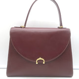 Vintage Cartier Top Handle Flap Bag Burgundy Leather