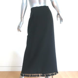 Issey Miyake Fringed Maxi Wrap Skirt Black Size Medium