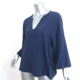 Xirena V-Neck Top Navy Cotton Size Extra Small 3/4 Sleeve Blouse