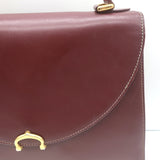 Vintage Cartier Top Handle Flap Bag Burgundy Leather
