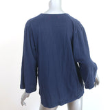 Xirena V-Neck Top Navy Cotton Size Extra Small 3/4 Sleeve Blouse