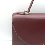 Vintage Cartier Top Handle Flap Bag Burgundy Leather